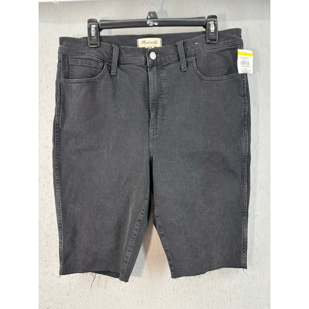 Madewell Roadtripper Biker Shorts Womens 32 Black High Rise Raw Hem Denim - Picture 3 of 13